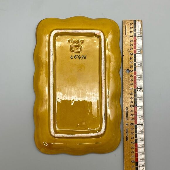 Vintage Italian Pottery Tray Pheasant Village Marked Italy PV 65496 Raised Leaf - Picture 5 of 8